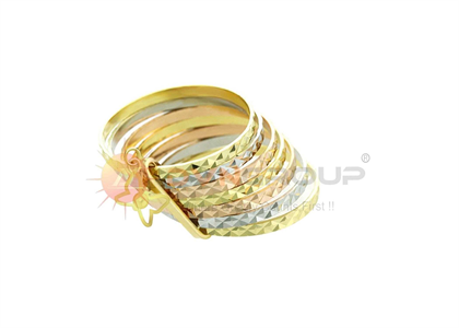 Three Tone Plated 7 Days Butterfly Charm Ring